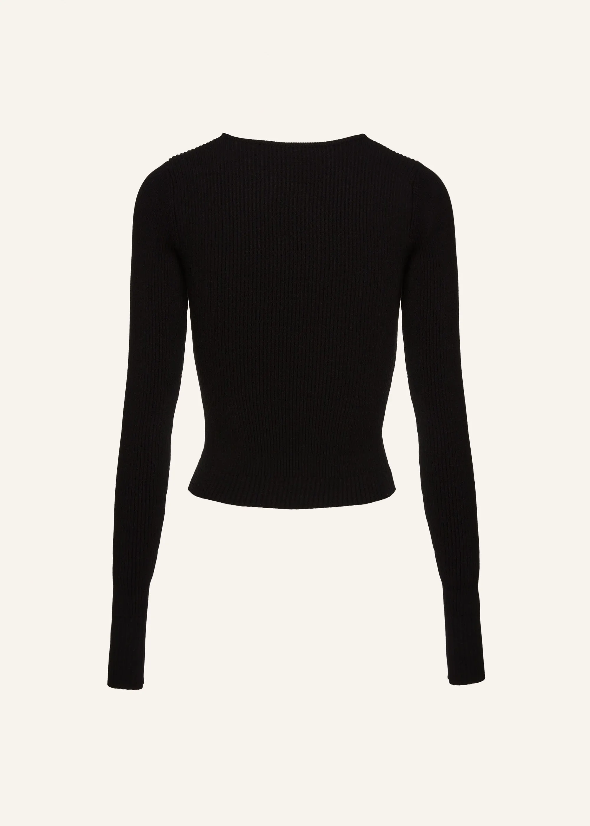 Sculpted rib knit top in black