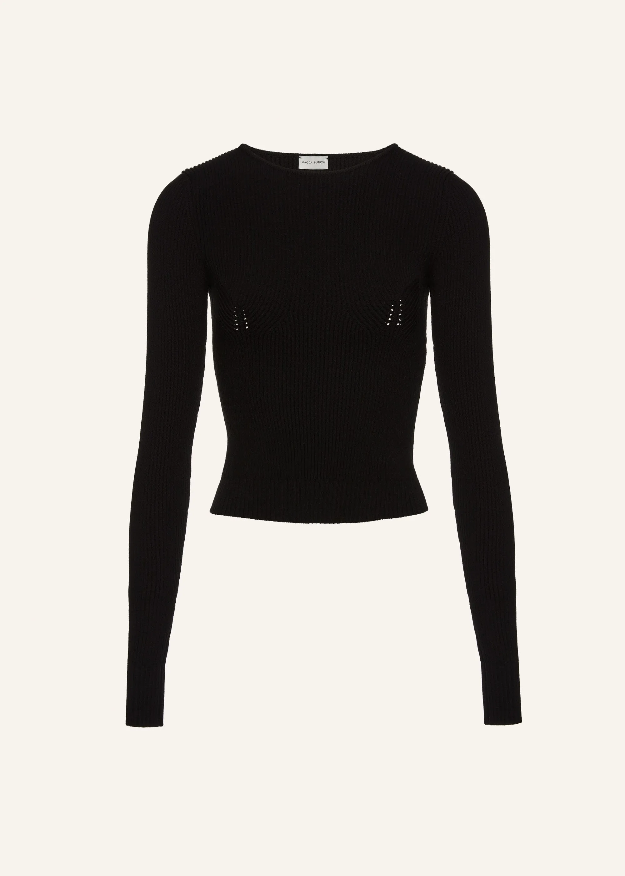 Sculpted rib knit top in black