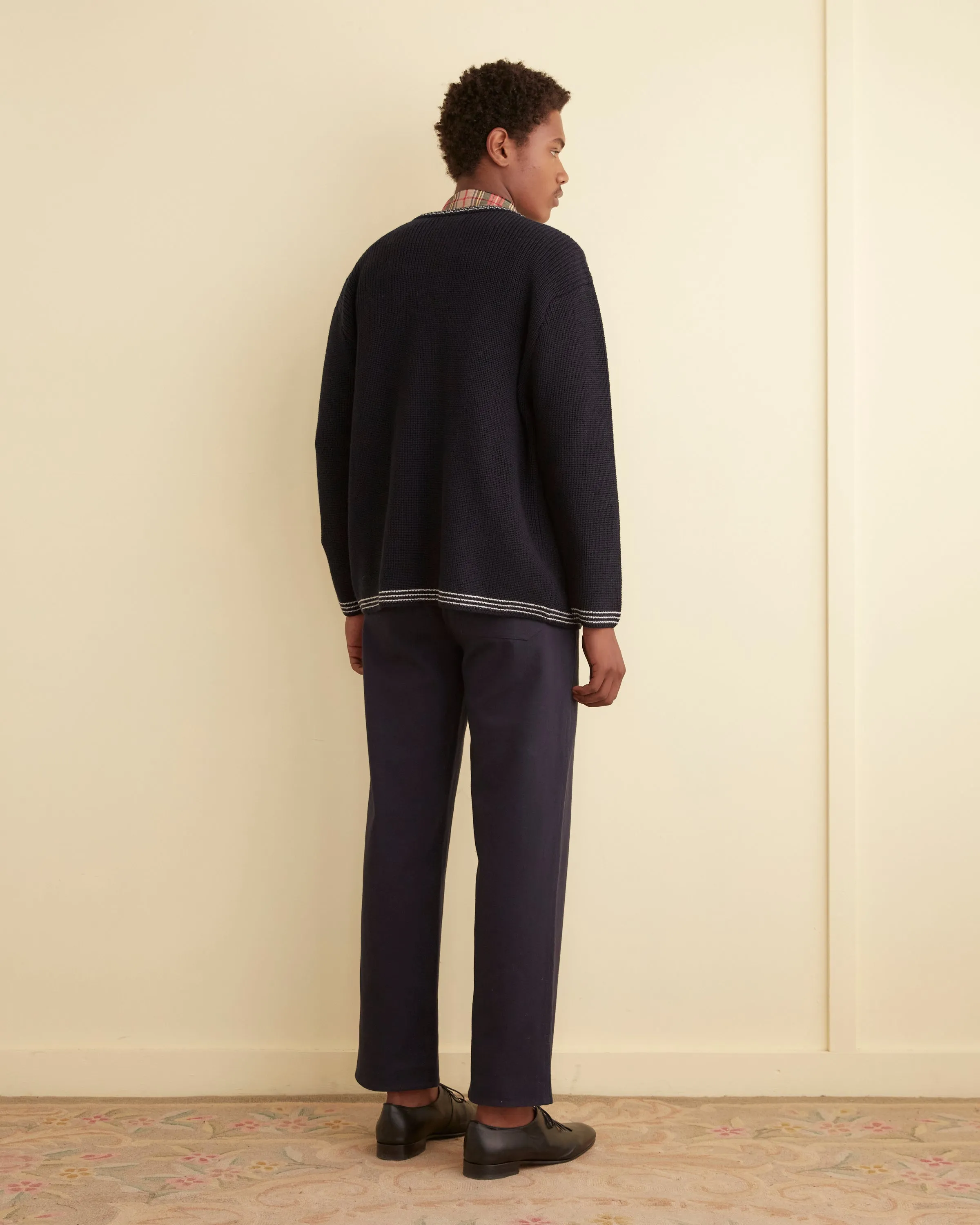 Shaker Stitch Cardigan - Navy