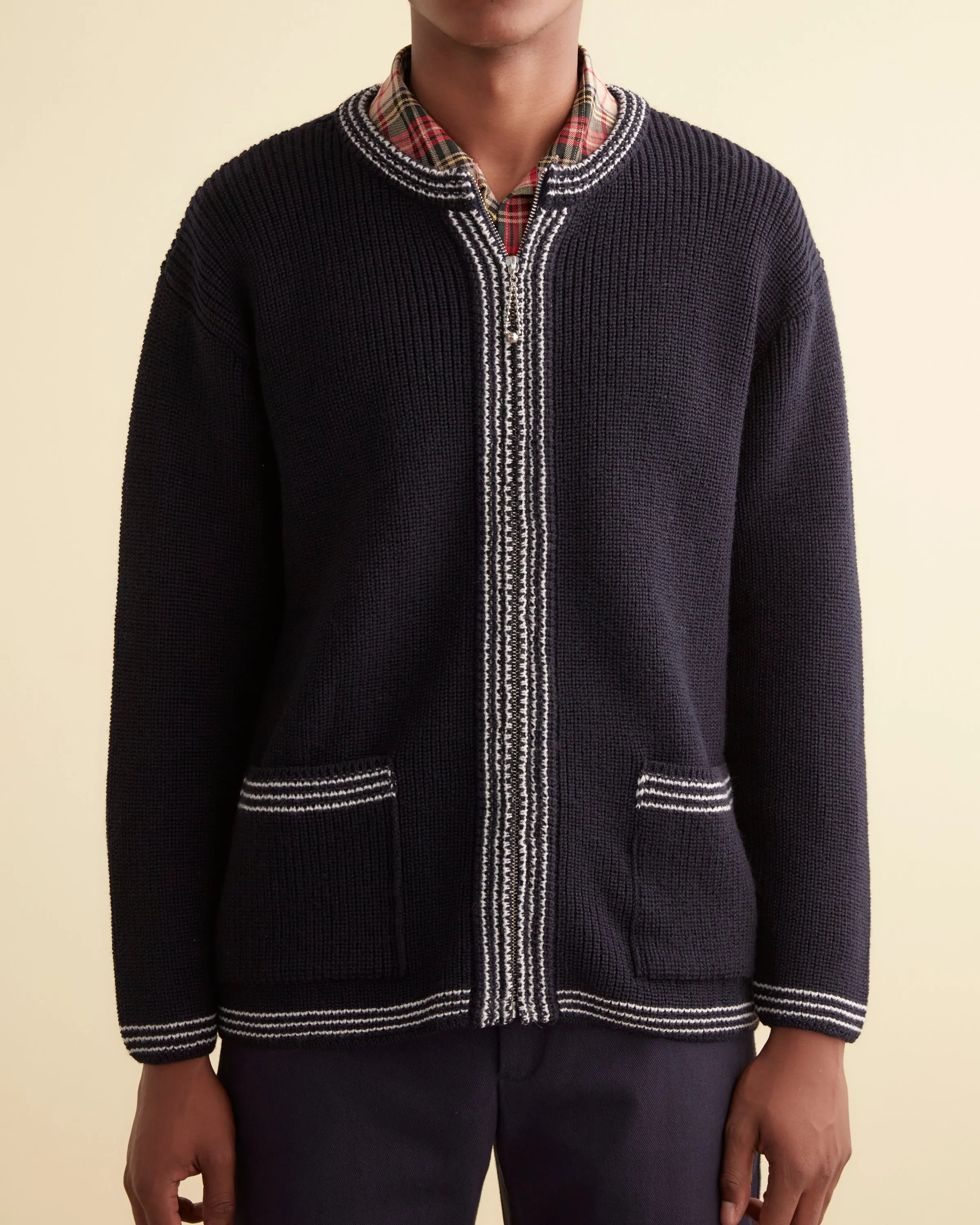 Shaker Stitch Cardigan - Navy