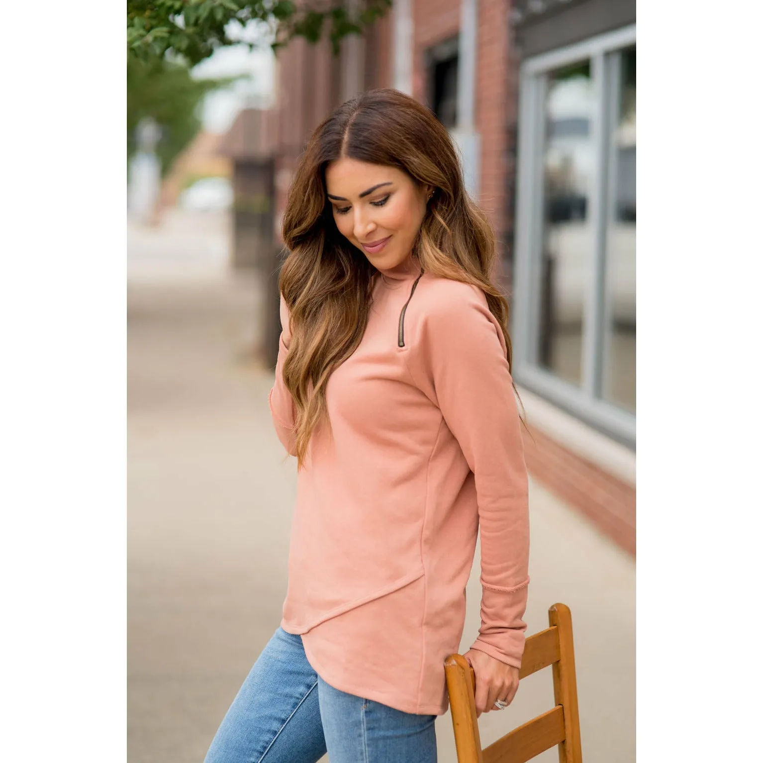 Side Zip Wrap Pullover