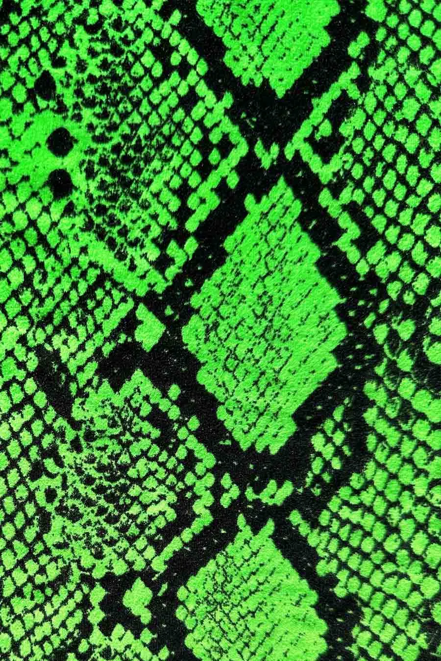 Snake Skin Neon Green Stella Cute Seamless Sports Bra Crop Top - Kids