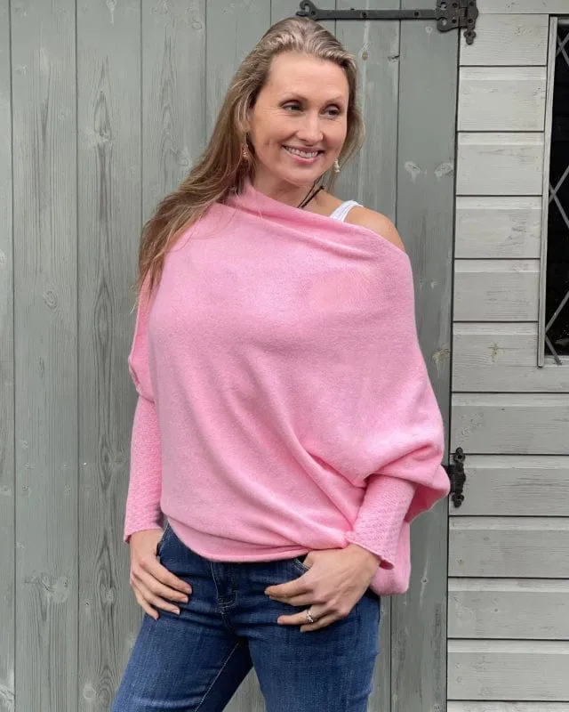 Soft Knit Asymmetric Jumper - Pink