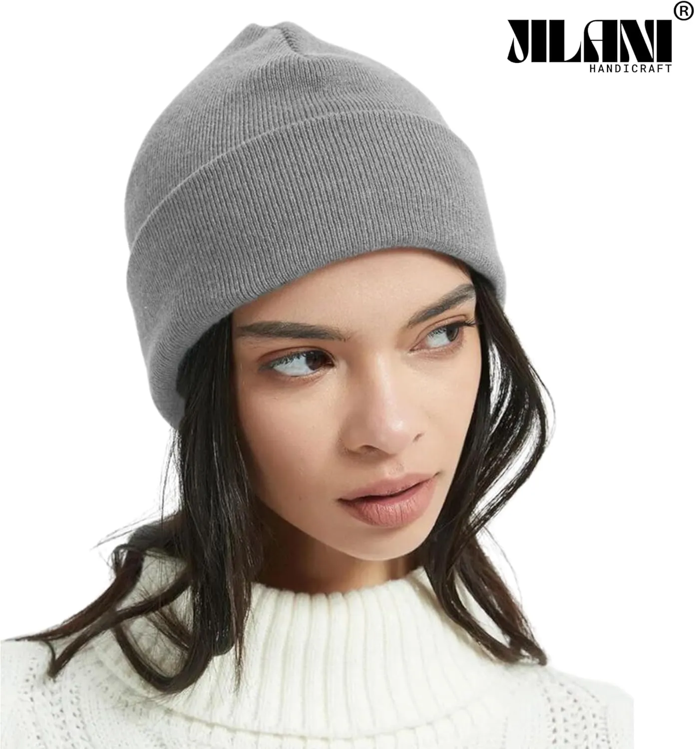 Soft Multicolor Winter Hats, Knitted Beanie Hats for Women & Men Knit Cuffed Beanies Women Plain Beanies
