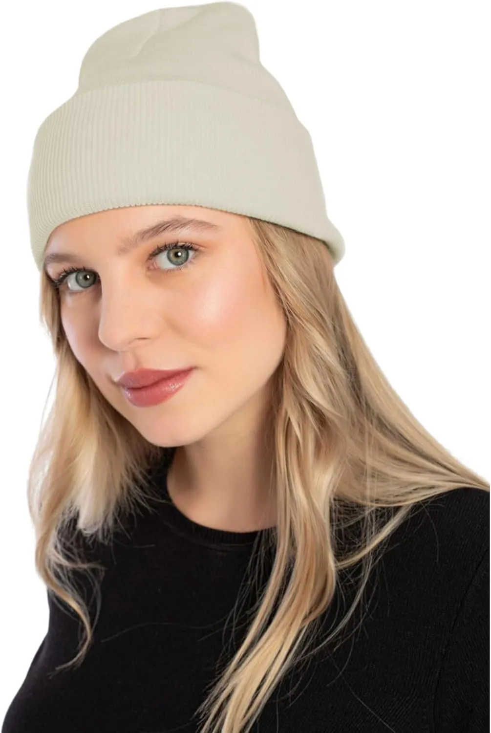 Soft Multicolor Winter Hats, Knitted Beanie Hats for Women & Men Knit Cuffed Beanies Women Plain Beanies