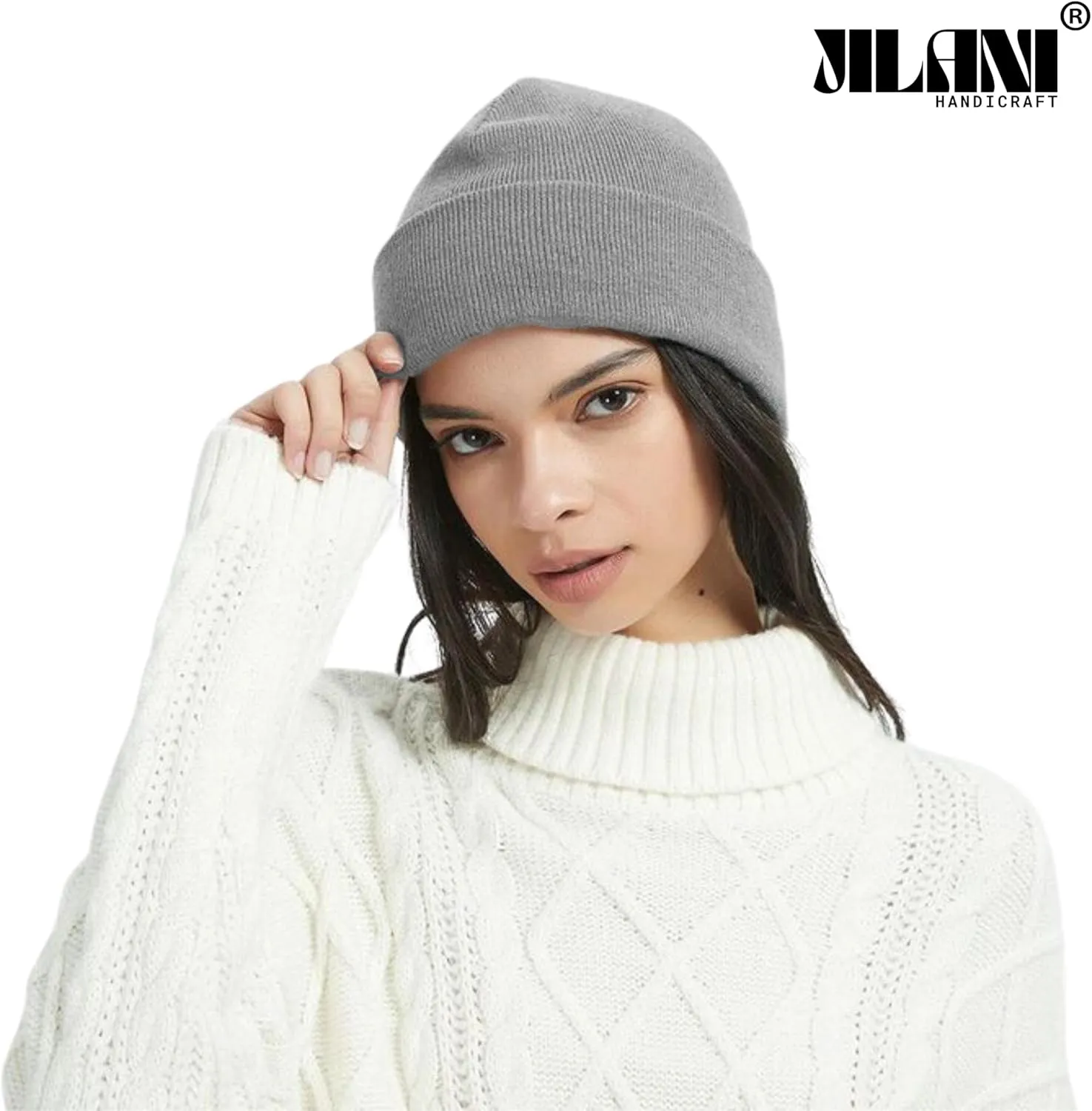 Soft Multicolor Winter Hats, Knitted Beanie Hats for Women & Men Knit Cuffed Beanies Women Plain Beanies