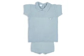Solid Mint Two-Piece Knit Shorts Set