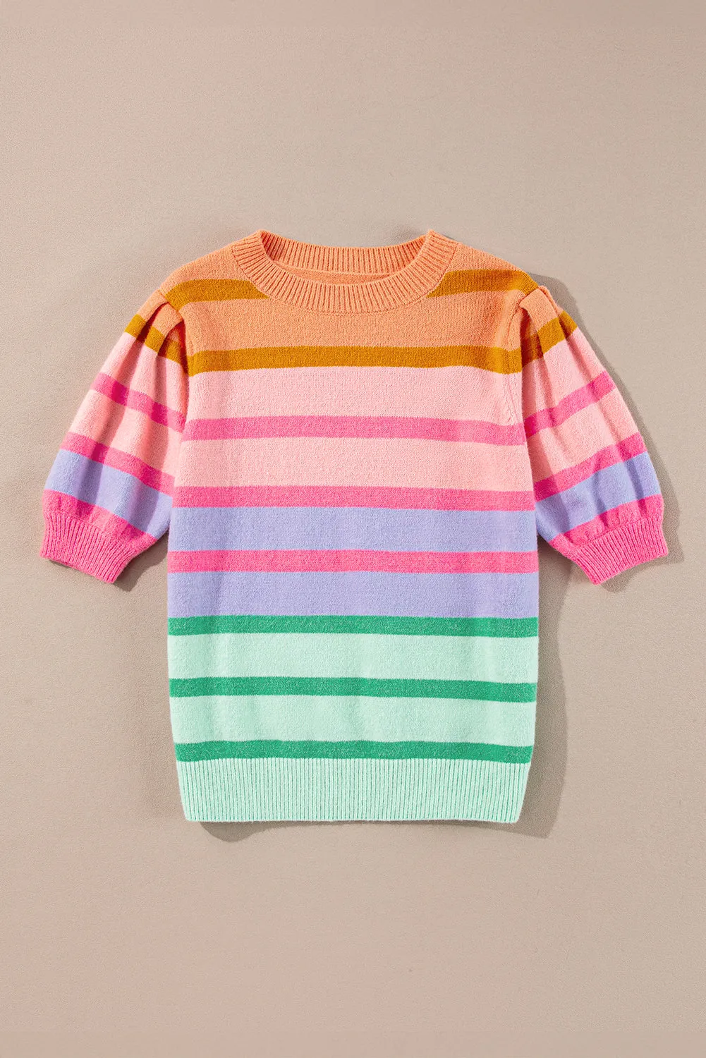 Stripe Bubble Short Sleeve Sweater