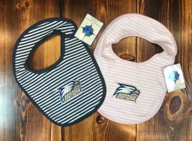 Striped Bib With Snap Closure - Navy