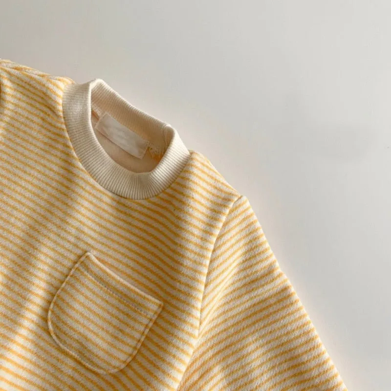 Striped Front Pocket Romper for Infants
