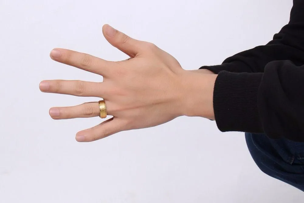 Tequila Morning Aqua Inlay Gold Tungsten Ring