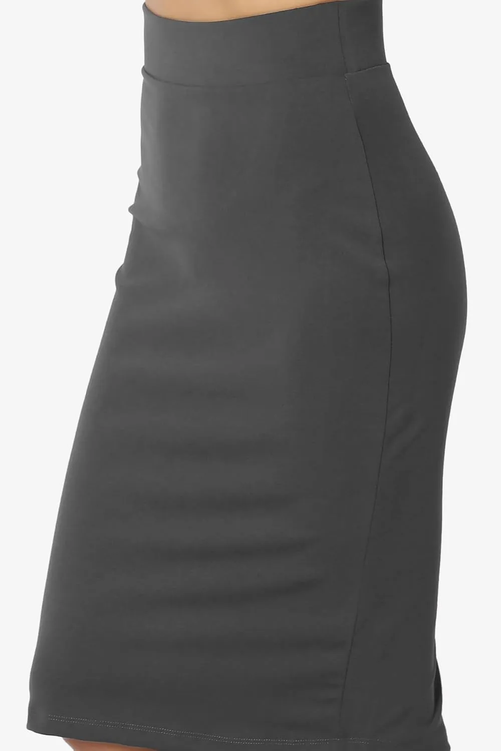 TheMogan Women's Versatile Elastic High Waist Soft Knit Bodycon Pencil Knee Midi Skirt