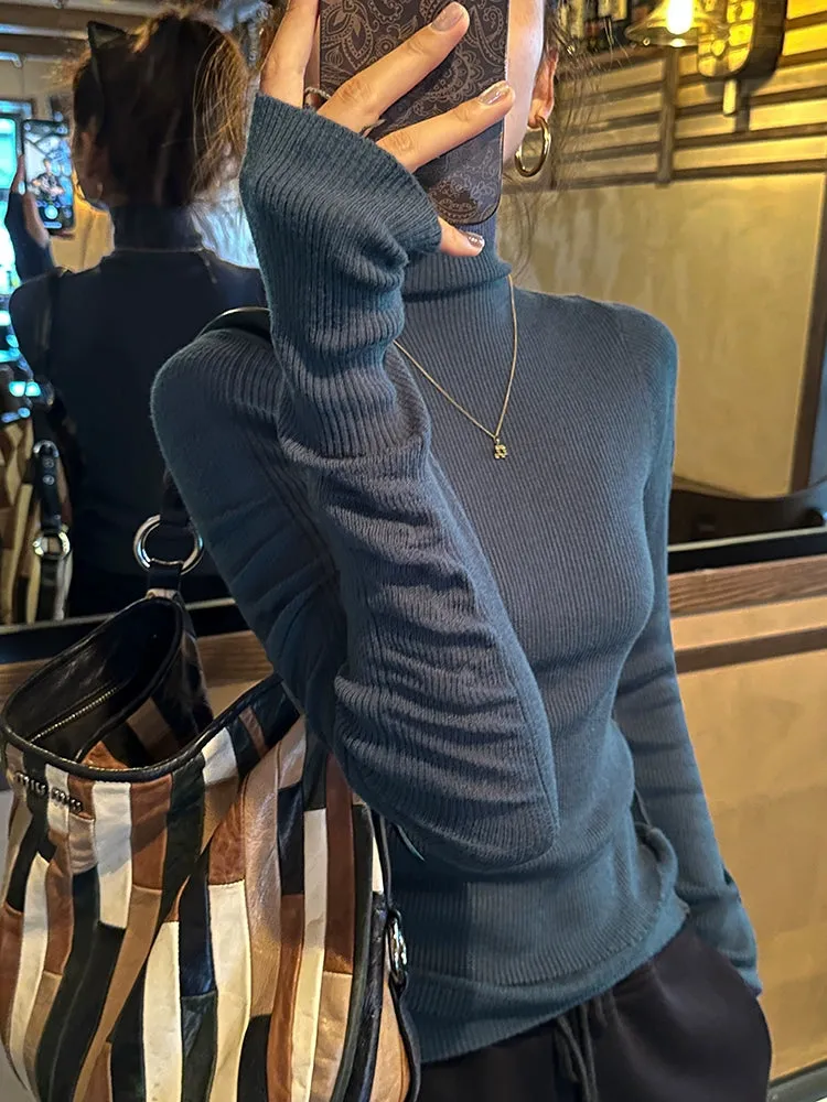 Turtleneck knitwear top_BDHL5195