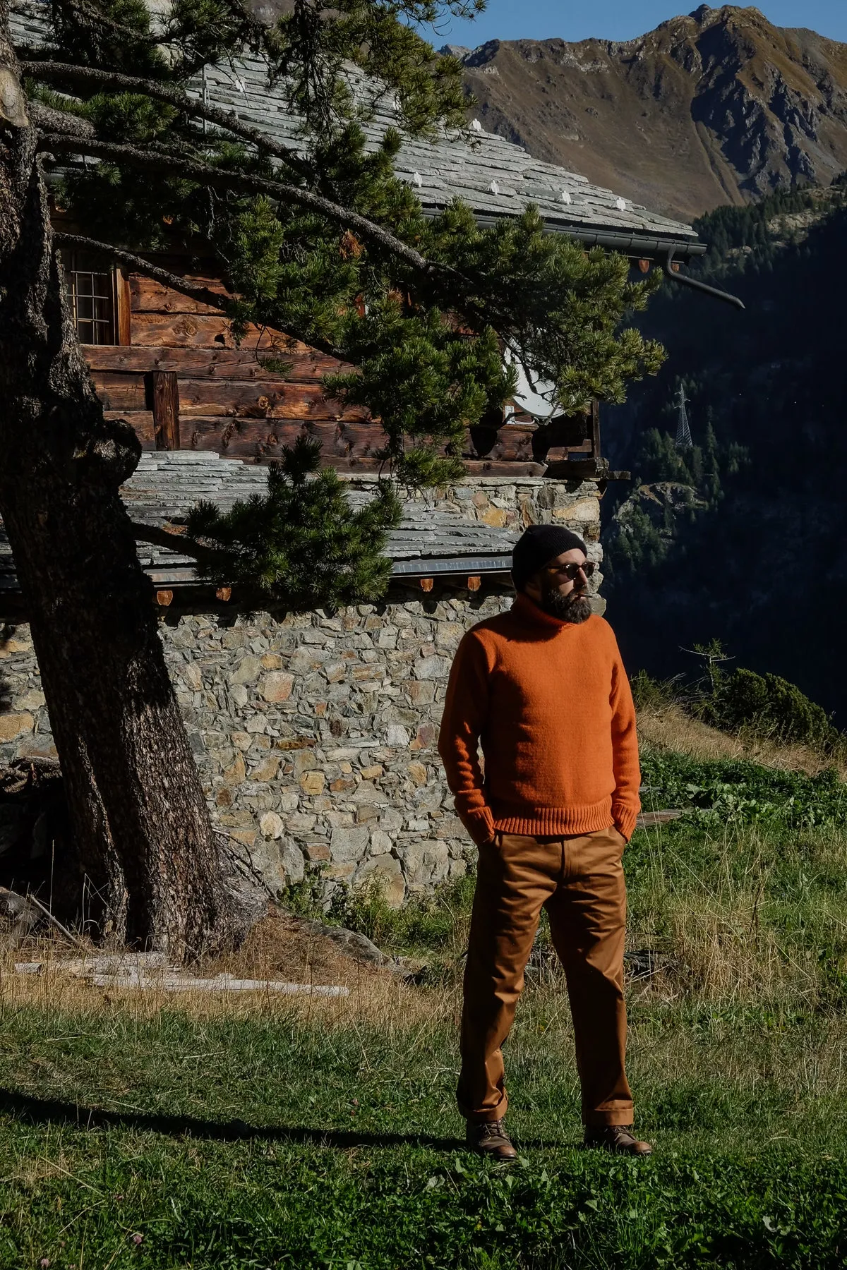 Universal Works - Roll Neck In Orange Eco Wool