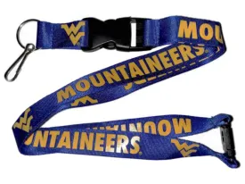West Virginia Mountaineers Aminco Durable Material Buckle Lock Blue Lanyard