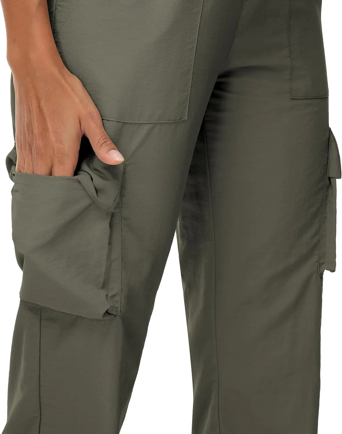 Womens Cargo Joggers Parachute Y2K Pants Lightweight Hiking Travel Scrub Pants Elastic Waist with Drawstring Quick Dry