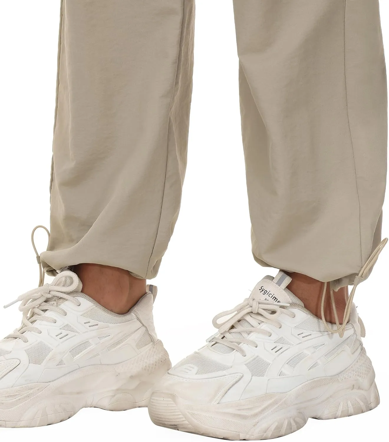Womens Cargo Joggers Parachute Y2K Pants Lightweight Hiking Travel Scrub Pants Elastic Waist with Drawstring Quick Dry