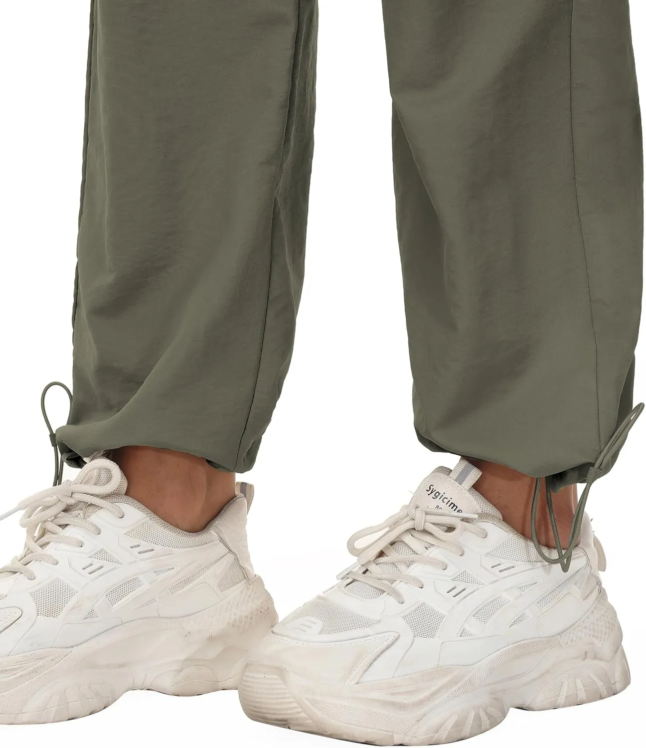 Womens Cargo Joggers Parachute Y2K Pants Lightweight Hiking Travel Scrub Pants Elastic Waist with Drawstring Quick Dry