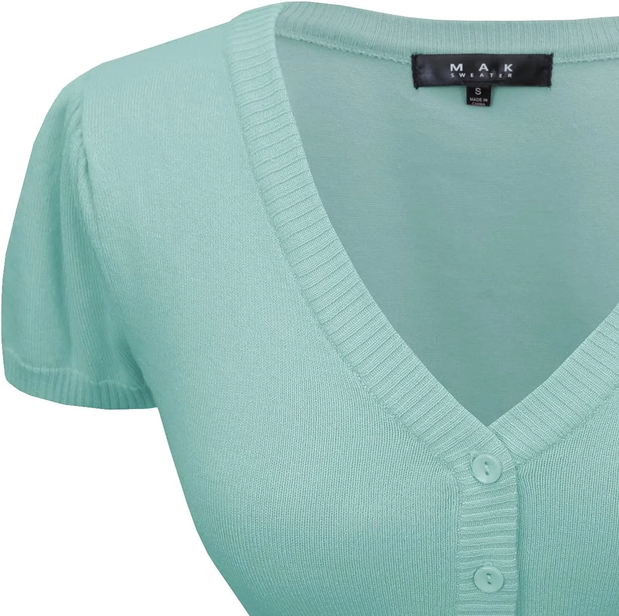YEMAK Women's Cropped Bolero Cardigan  Short Sleeve V-Neck Basic Classic Casual Button Down Knit Soft Sweater Top (S-4XL)
