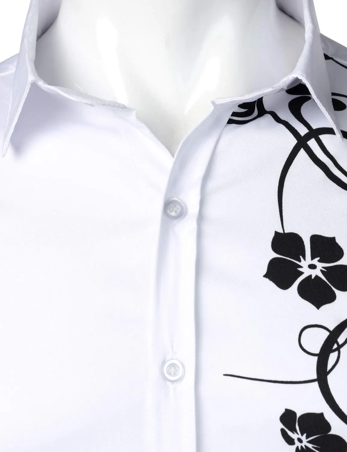 ZEROYAA Men's Hipster Shiny Design Slim Fit Long Sleeve Button Up Party Dress Shirts