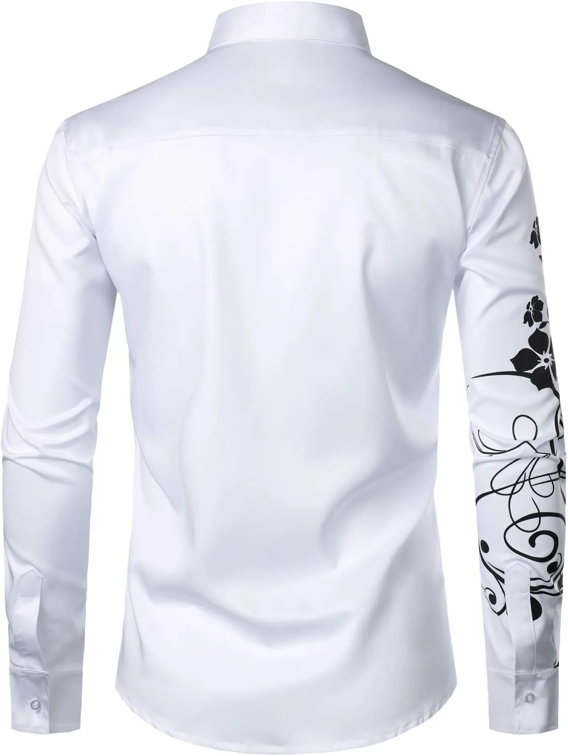 ZEROYAA Men's Hipster Shiny Design Slim Fit Long Sleeve Button Up Party Dress Shirts