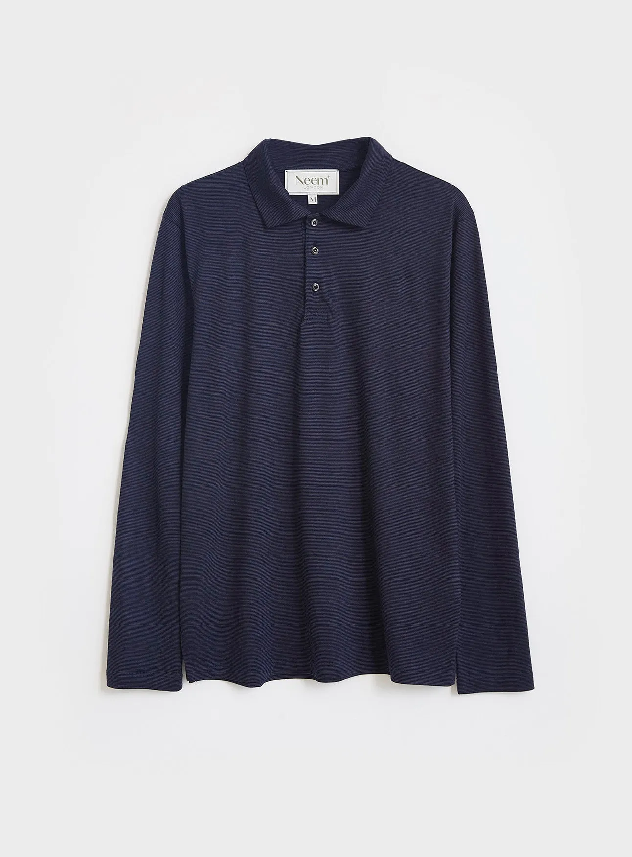 ZQ Merino 120s Super Fine Navy Stripe  Long Sleeve Polo